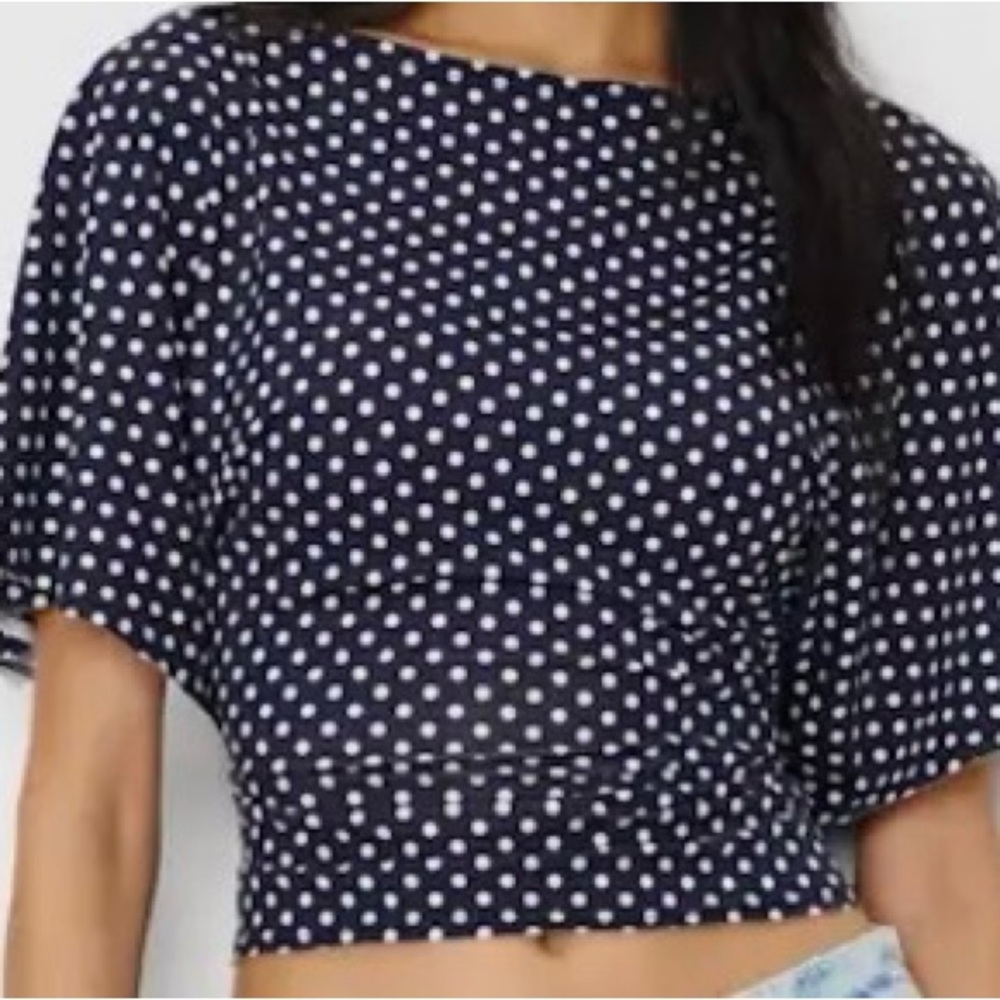 Navy Polka Dot Women's Blouse